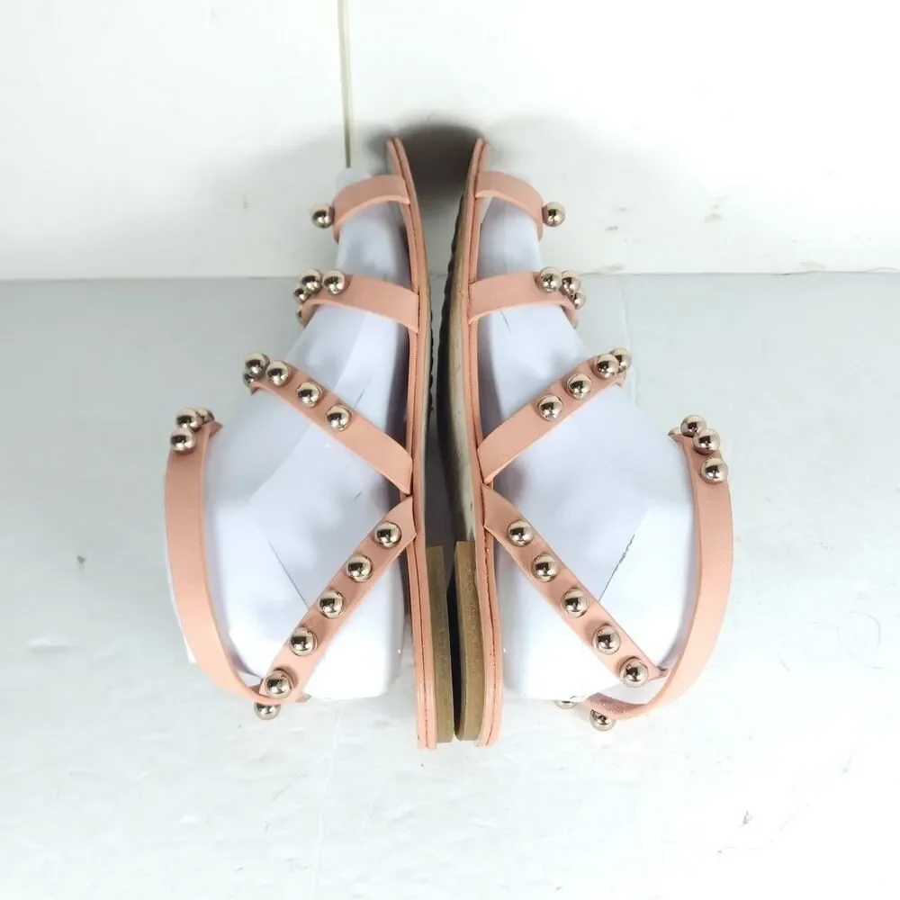 Pedro Garcia Women's Enrica EU39 US8,5 Pink Leather Studded Embellished Sandals